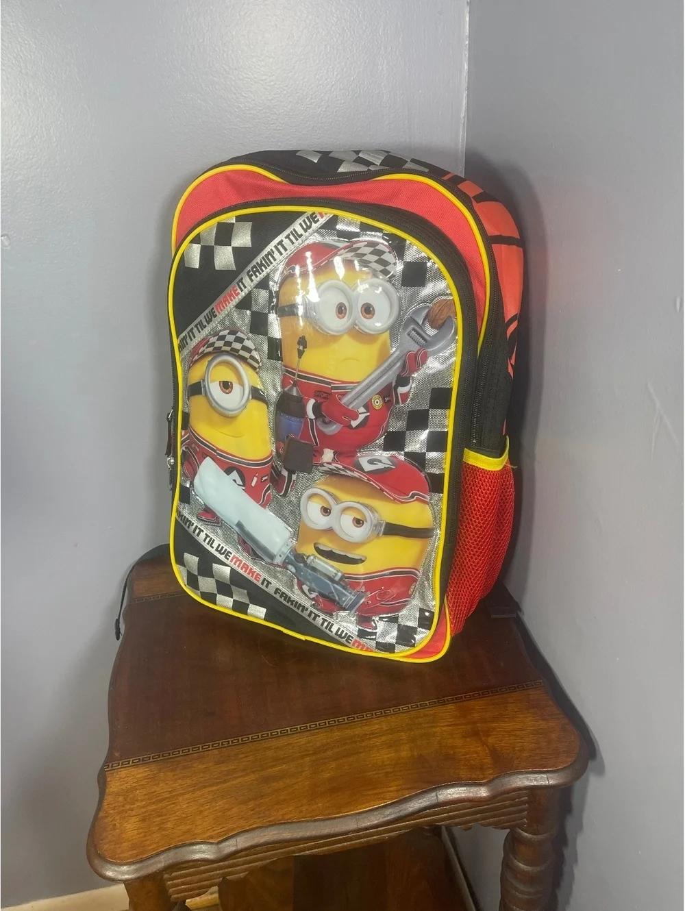 Minions Themed Kids Backpack with Racing Design